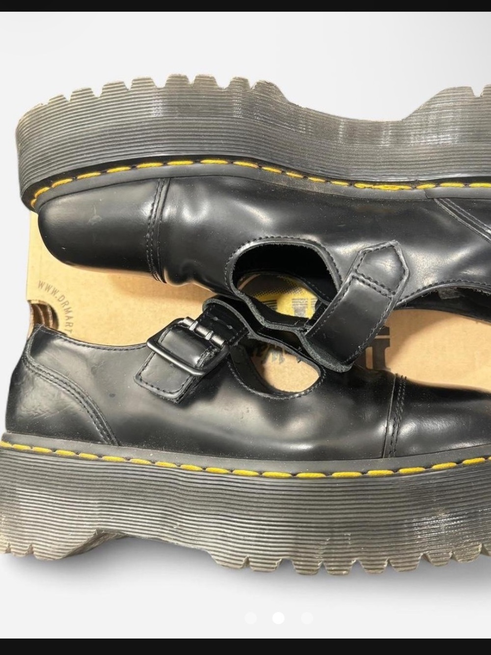 Rare Bethan Dr. Martens Black Leather Mary Jane Platform Shoes - Picture 2 of 3